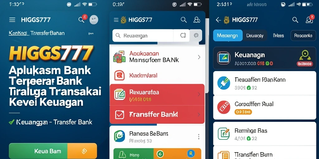 Antarmuka aplikasi HIGGS777 untuk Transfer Bank yang intuitif dan modern.