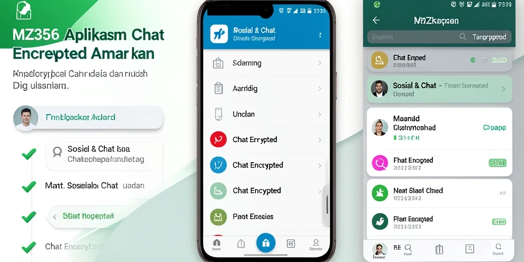 Antarmuka pengguna MZ356 untuk chat Encrypted yang aman dan mudah.