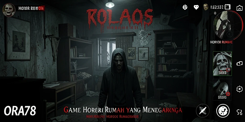 Tampilan antarmuka ORA78 menampilkan suasana horor yang mendalam dan menegangkan.