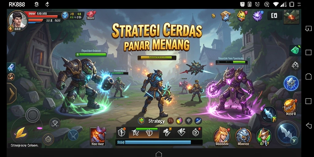 Tampilan antarmuka menarik dari game Strategy RK88 yang menunjukkan strategi cerdas.