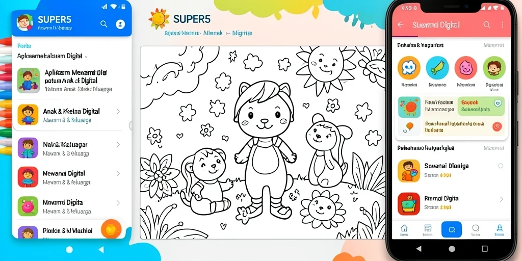 Antarmuka pengguna SUPER5 yang intuitif dan menarik untuk mewarnai.