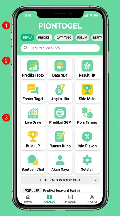 Tampilan katalog aplikasi piontogel