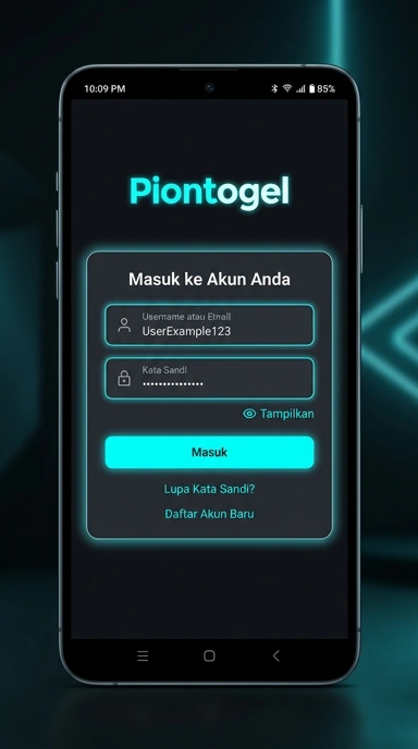 Tampilan halaman login piontogel